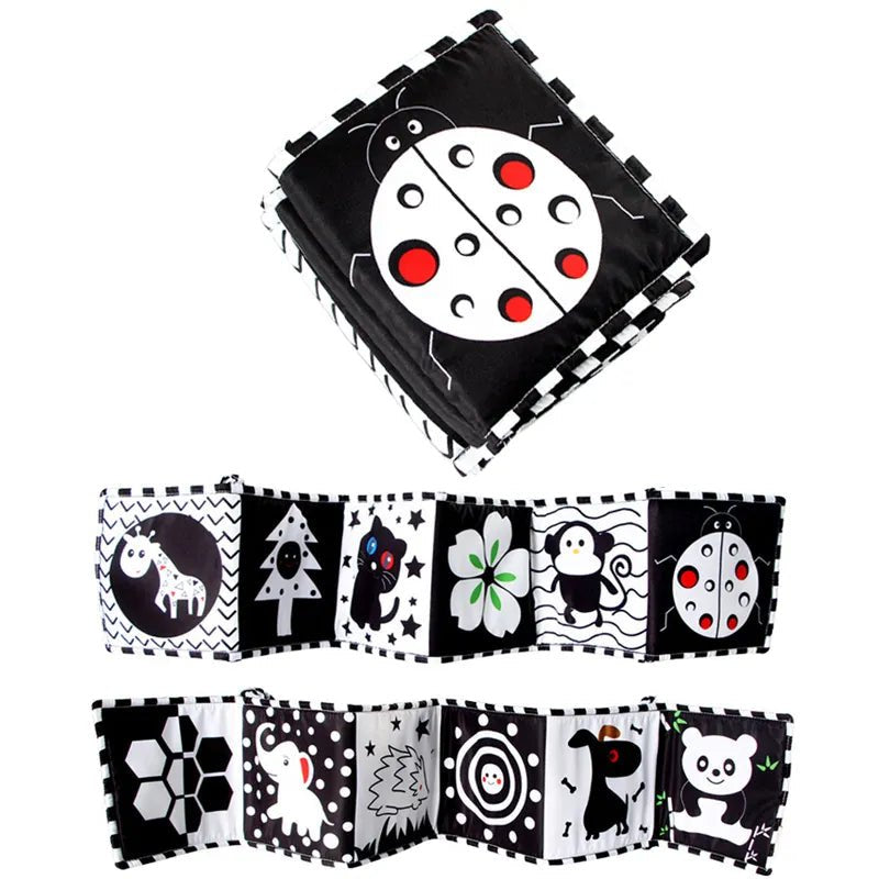 Black & White Contrast Cloth Book - Newborn Crib Bumper Toy image 1