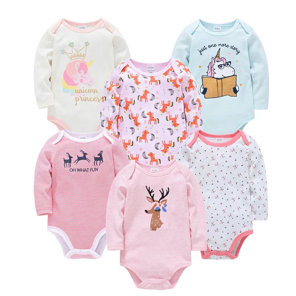 Kavkas 6PC Long Sleeve Bodysuits - 100% Cotton, 0-12M image
