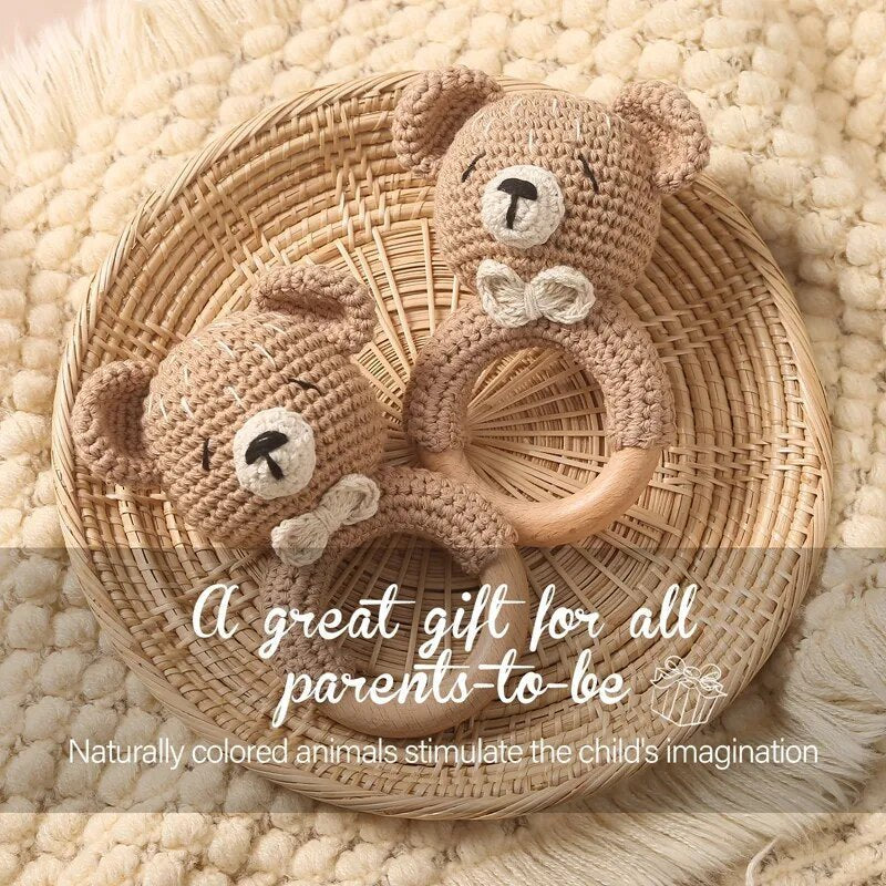 1PC Crochet Bear Rattle & Teether Bracelet for Babies image 1