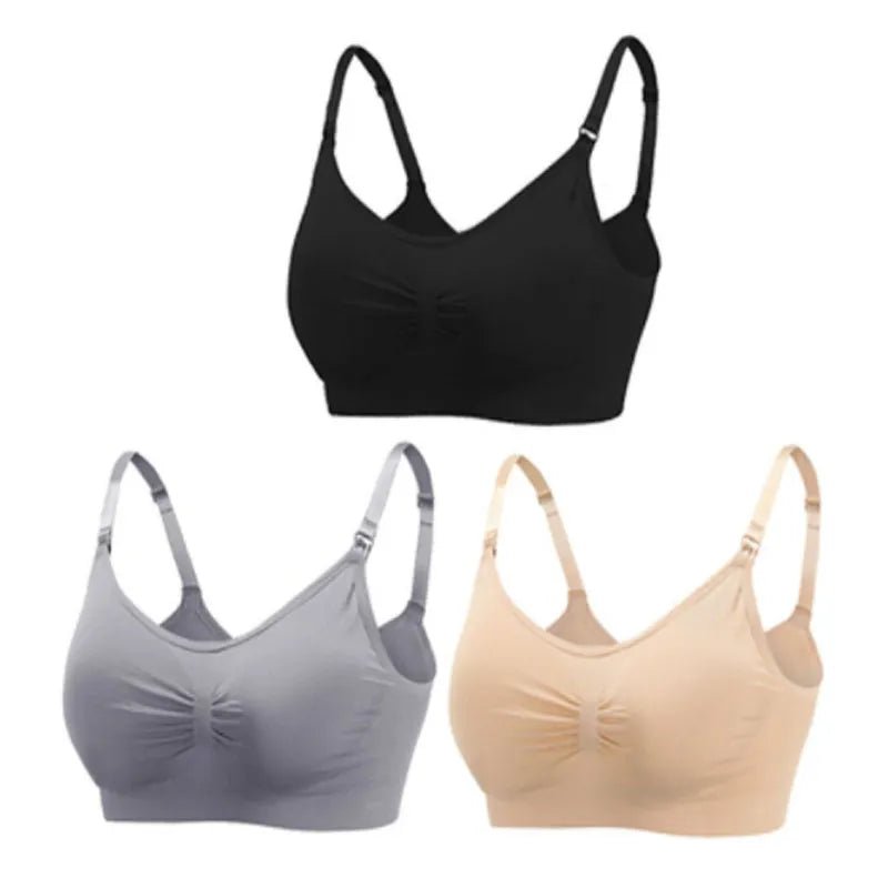 3pc Maternity Nursing Bra Set - Seamless, Breathable Cotton image