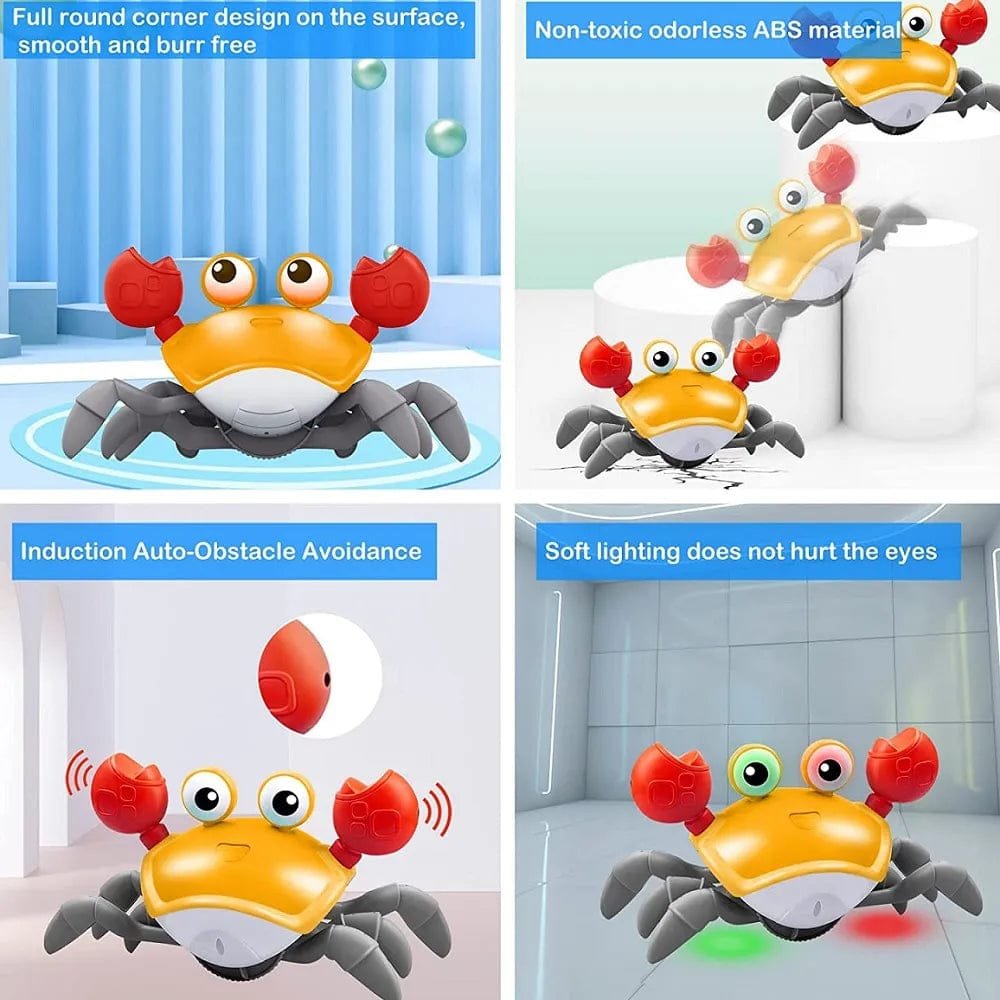 Toy crab with features highlighted on a white background