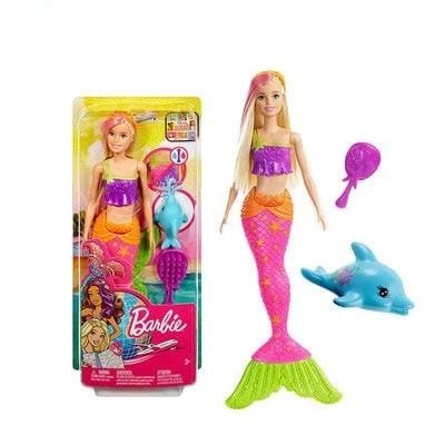 Barbie mermaid doll with accessories and packaging on a white background