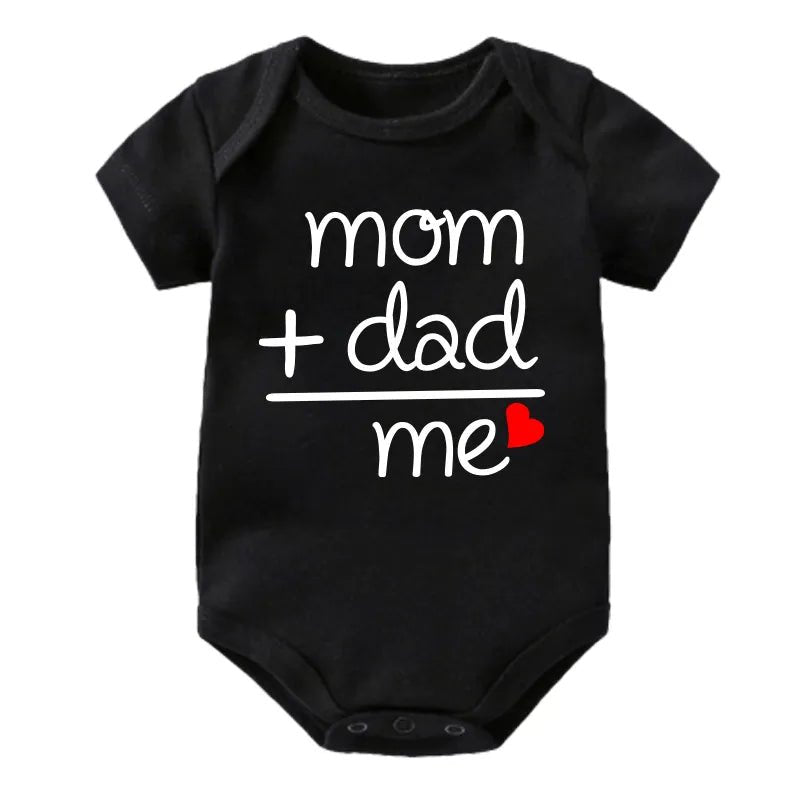 MAMA + DAD=ME Love Print Bodysuit 0-24M Cotton Romper image