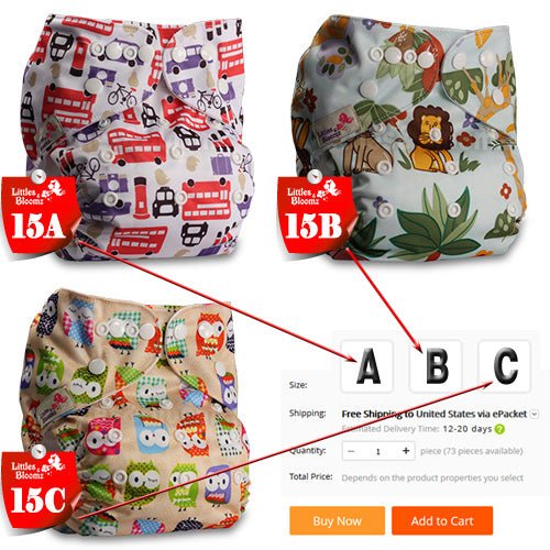 Baby Washable Reusable Cloth Pocket Nappy Diaper - 15, C image