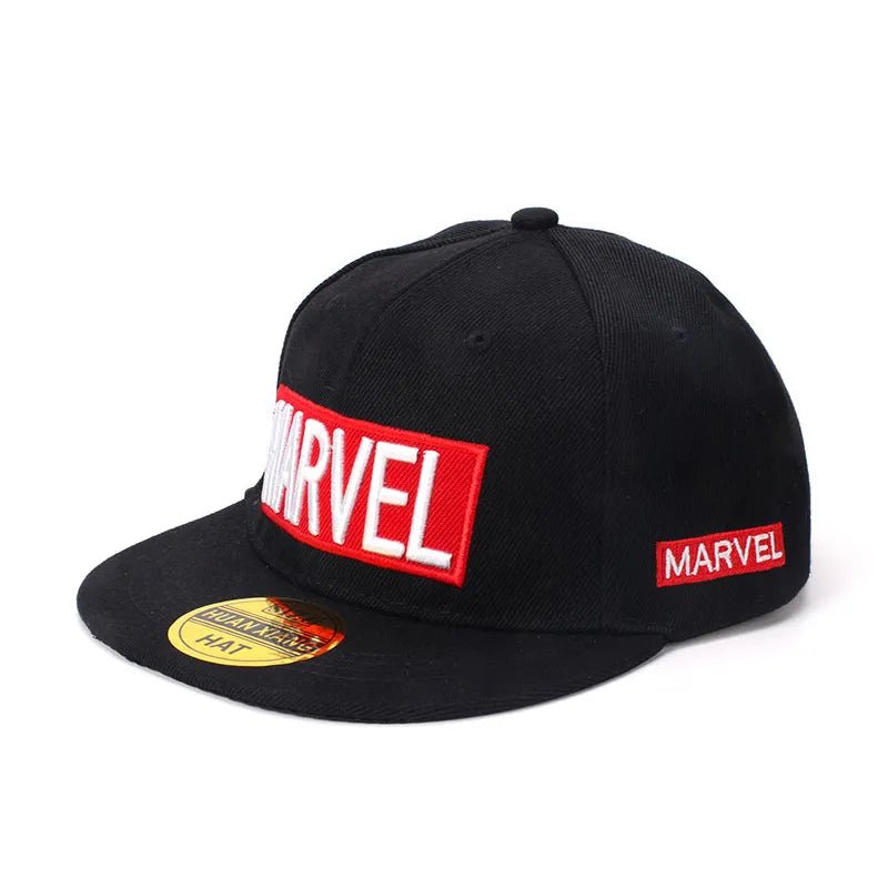 Black Marvel cap with red and white logo
