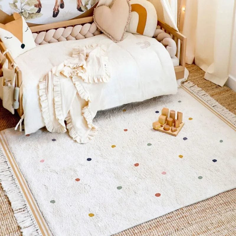 Soft Tassel Children's Carpet - Large Polka Dots Area Rug image 0