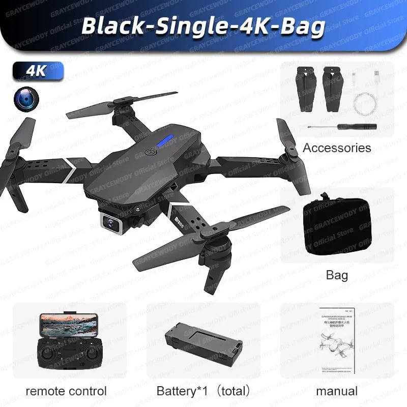 New E88Pro RC Drone - 4K, Dual HD Camera, Foldable RC Helicopter, Kid Gift Toy image 8