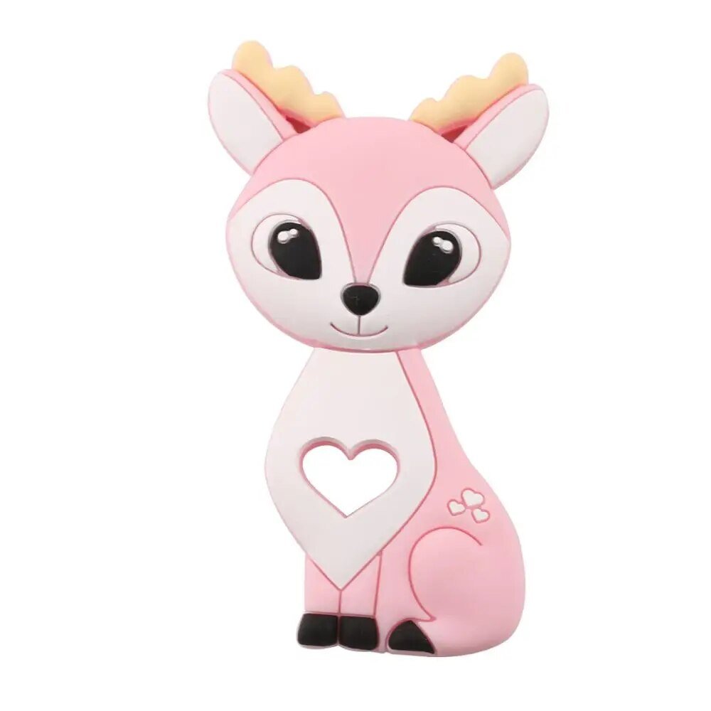 1PC Turtle Silicone Teether - Food Grade, Baby-Safe - pink deer image