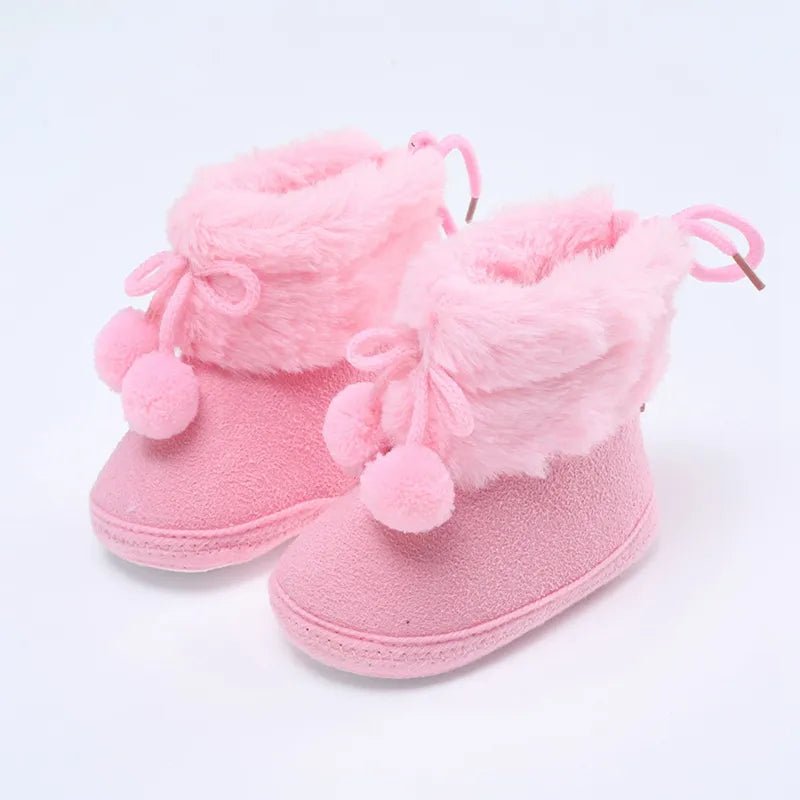 Baywell Furry Winter Snow Boots - Soft Sole for Baby Girls 0-18M image