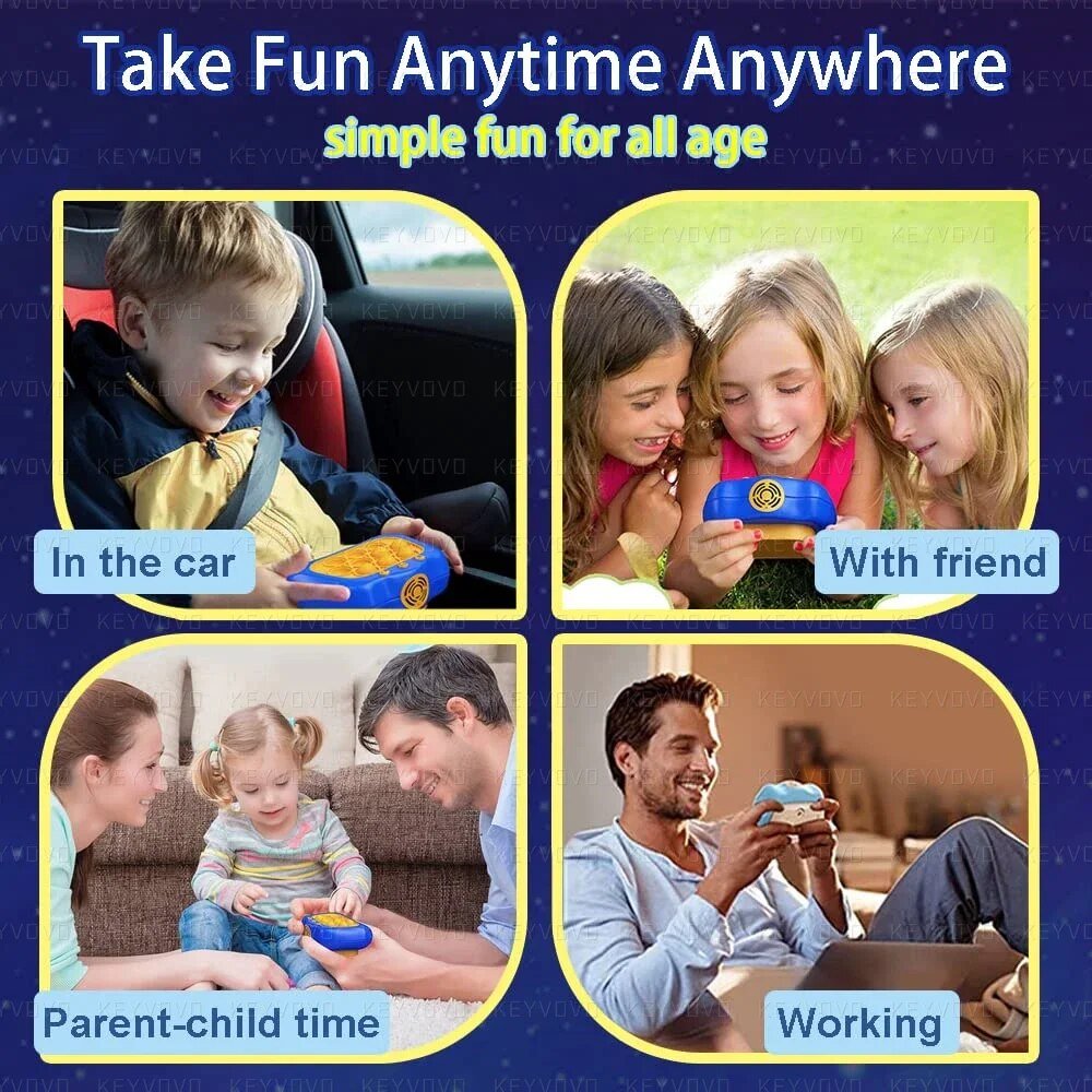 Collage of people using a product in various settings with text 'Take Fun Anytime Anywhere, simple fun for all ages'.