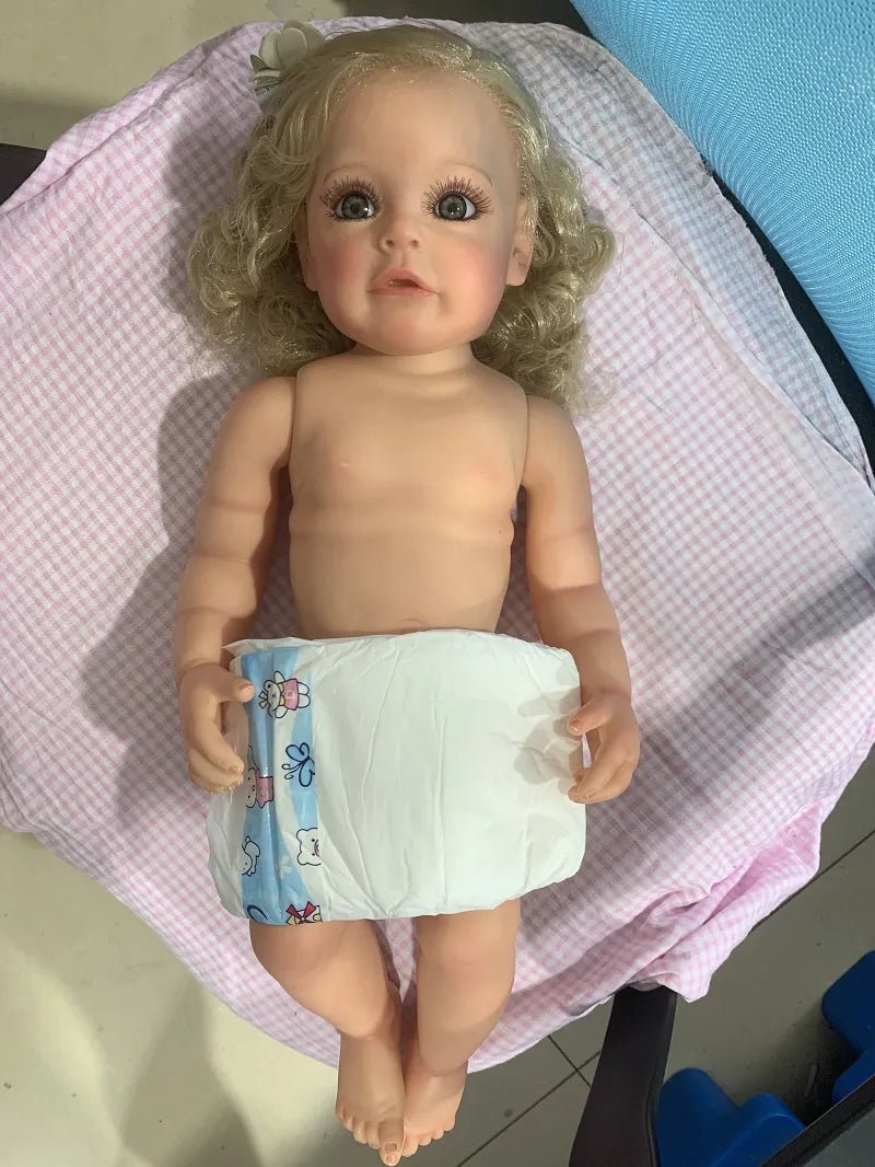 55cm Lifelike Reborn Baby Doll - Curly Hair, Full Silicone image 6