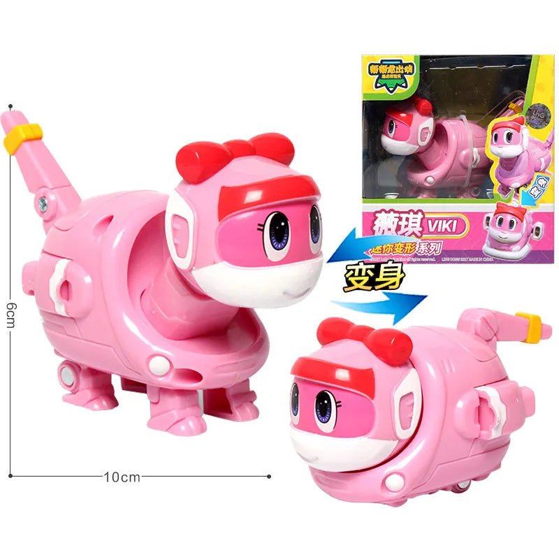 Pink toy with cartoon design, including a character named Viki