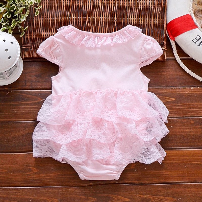 Pink lace baby romper