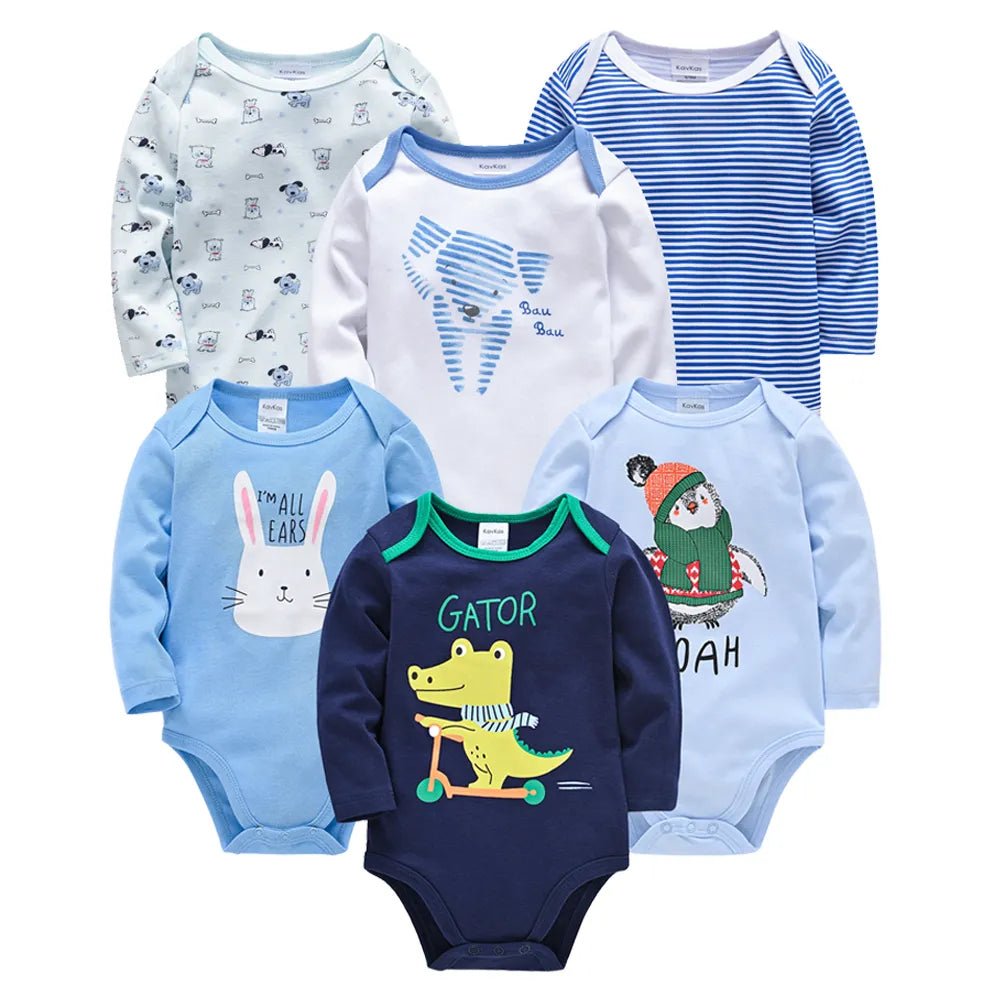Set of baby bodysuits with various designs