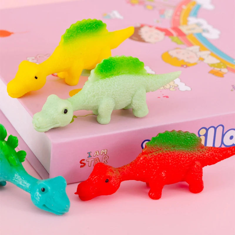 Colorful dinosaur-shaped toys.