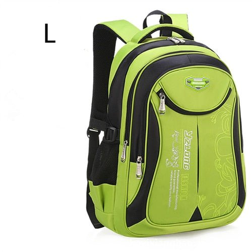 Green and black backpack.