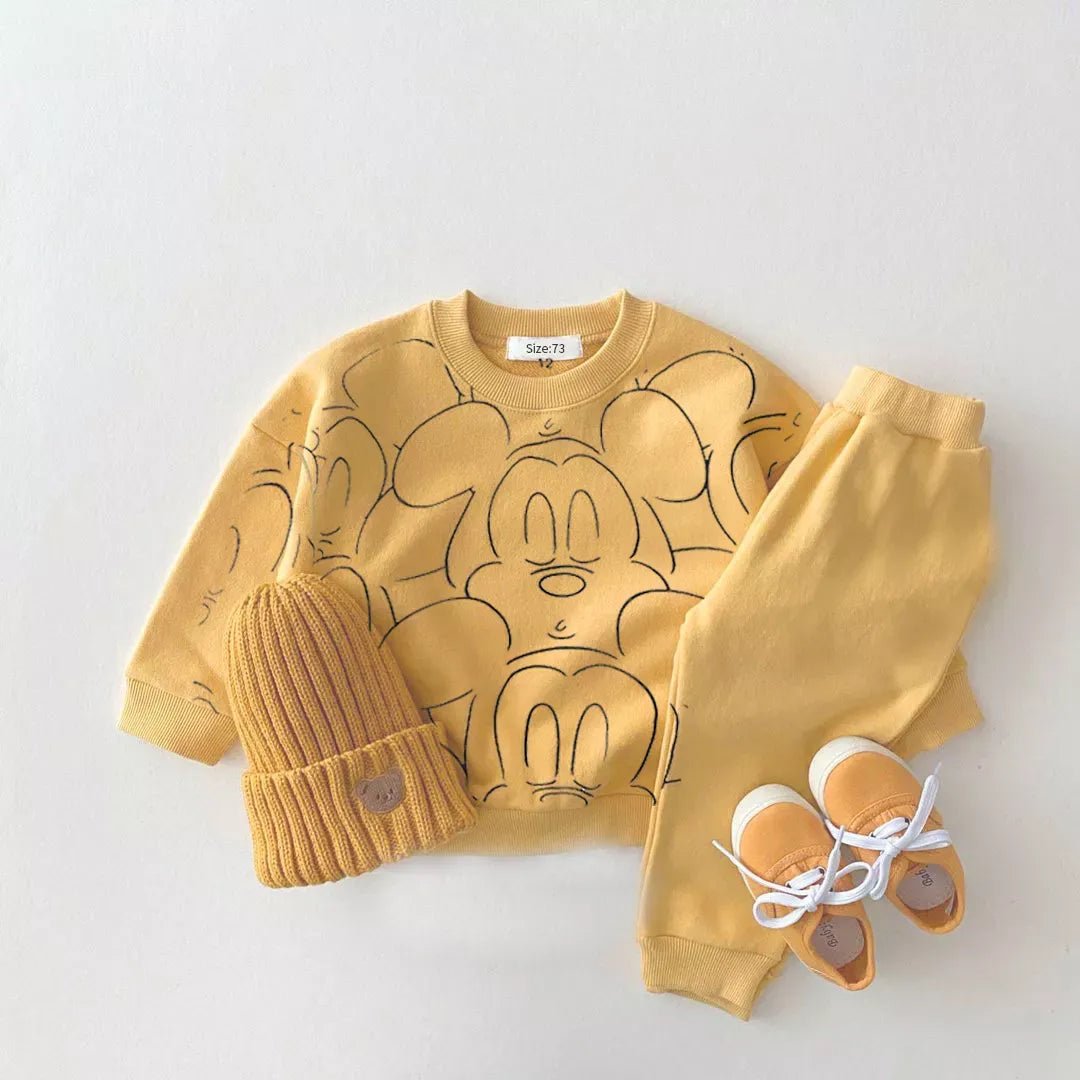 Yellow children's outfit with Mickey Mouse design