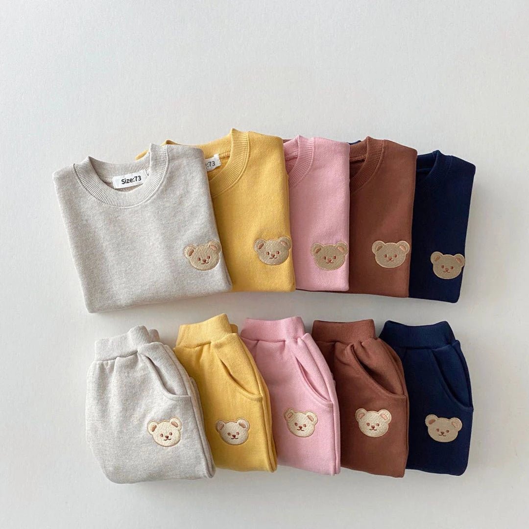 Set of colorful sweatshirts with bear designs