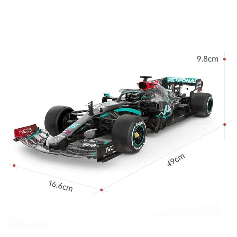 Model Formula 1 car with dimensions indicated