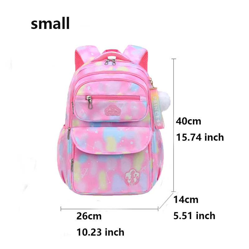 Pink backpack with measurements