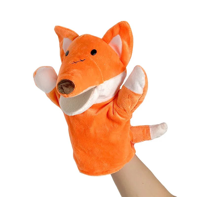 Plush fox hand puppet.