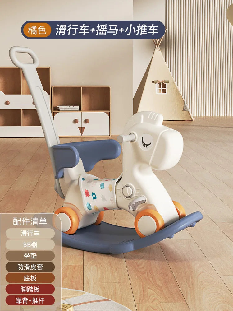 Children's toy with scooter attachment.