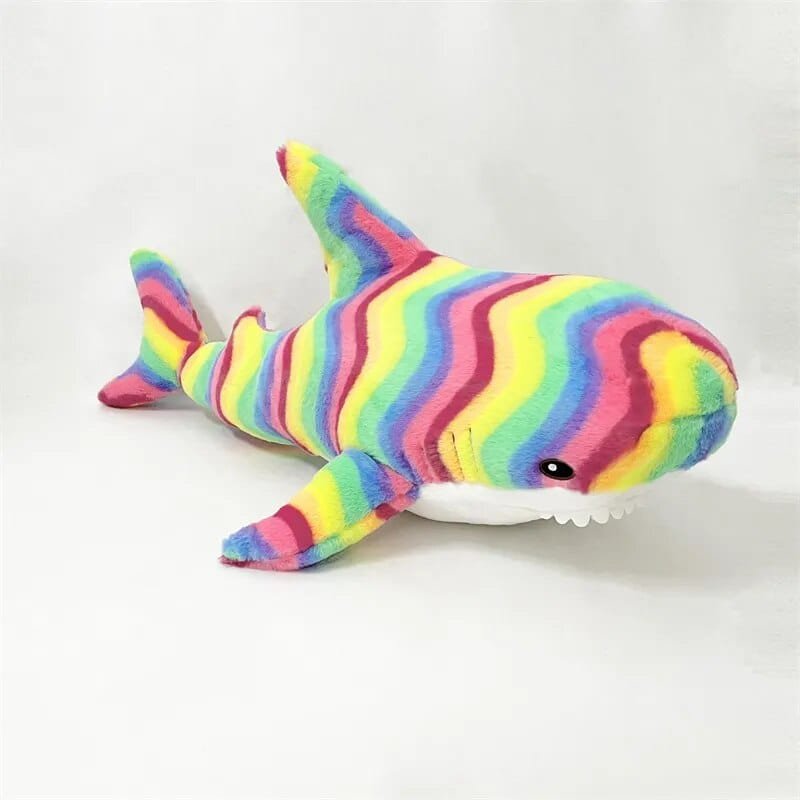 Colorful striped shark plush toy