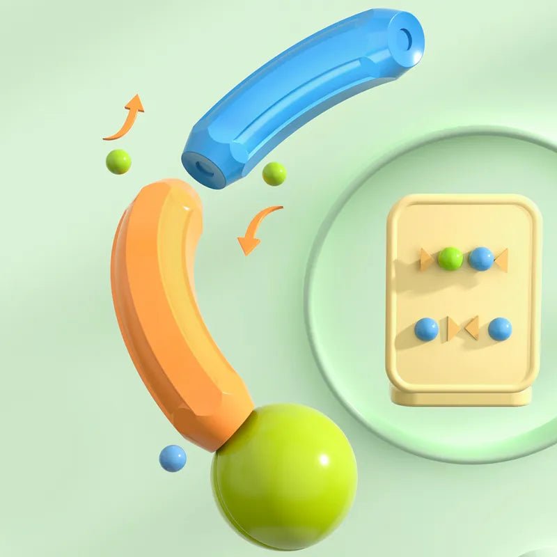 Colorful toy set with a blue, orange, and green design