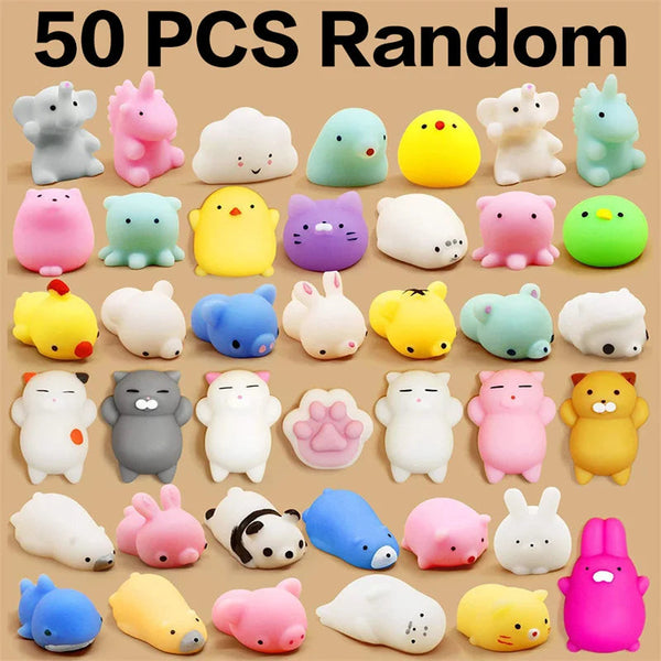 Squishy toys: a set of kawaii mochi squishy animals for kids