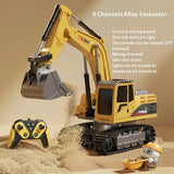 Alloy RC Excavator Toy with Lights & Sound, Kids Engineering Gift - 9 Channels image