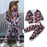 3-7 Years Kids Baby Girl Clothes Set Floral Print Long Sleeve Sweatshirt image 5