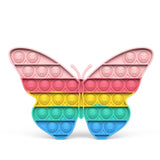 Colorful butterfly-shaped pop-it fidget toy on a white background