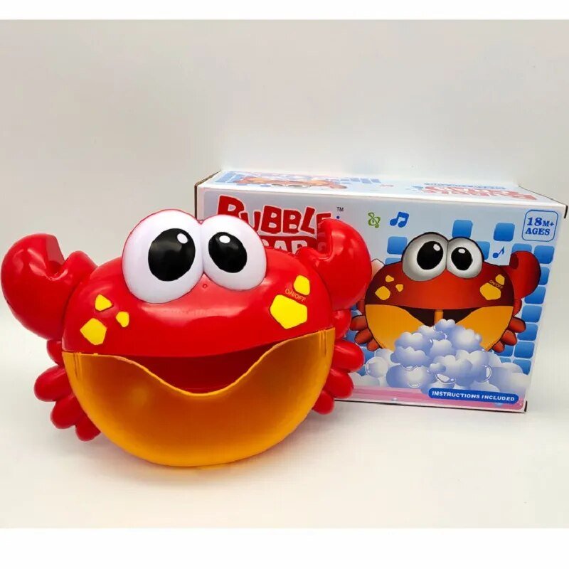 Cute Crab Automatic Bubble Machine with Music for Bath Time - red with box image