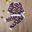 3-7 Years Kids Baby Girl Clothes Set Floral Print Long Sleeve Sweatshirt image 0