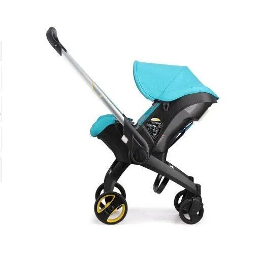 3-in-1 High Landscape Baby Stroller - Newborn Travel System & Cradle - Blue image