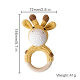 Wooden Baby Rattle & Teether - Crochet Animal Designs - Giraffe image