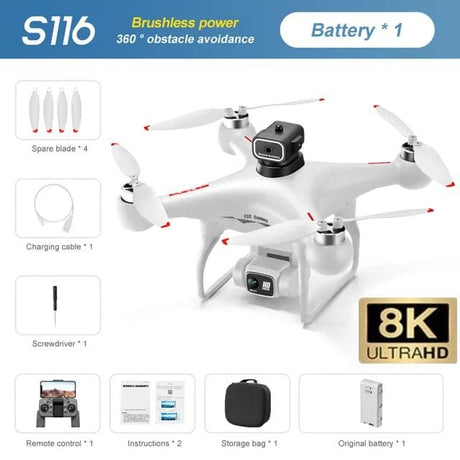 S116 8K Drone - Brushless Motor, Obstacle Avoidance, Dual Cam, 50x Zoom Quadcopter image 6