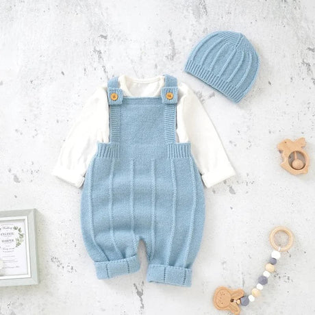 Sleeveless Knitted Romper & Hat Set: Neutral Baby Outfit image 6