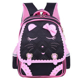 Fashion Sweet Cat Girl's School Bags Waterproof Cartoon Pattern - Black image