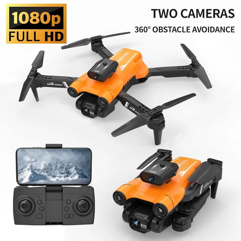 E88 8k Drone - Dual Cam, Foldable Mini RC, Aerial Photo Quadcopter Toy - 8k Orange image