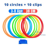 Set of colorful rings with clips on a white background