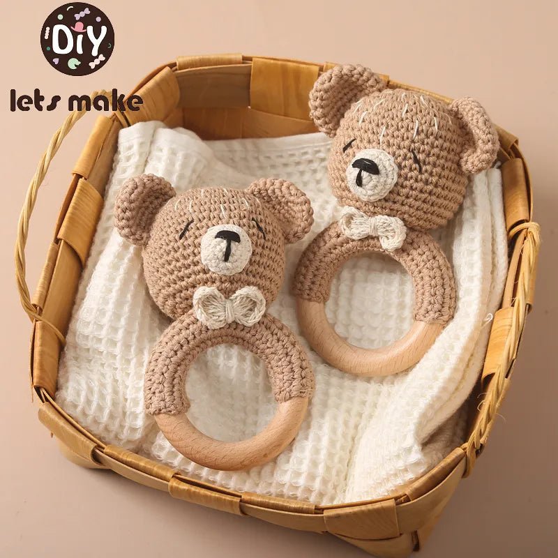 1PC Crochet Bear Rattle & Teether Bracelet for Babies image 0