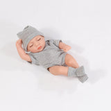 20cm Mini Silicone Reborn Doll - Waterproof, Cute Bebe Toy - striped gray image