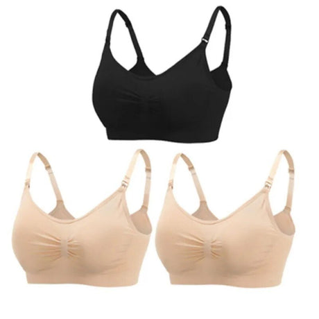 3pc Maternity Nursing Bra Set - Seamless, Breathable Cotton image 24