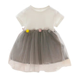 New Fashion Toddler Kids Baby Girls Patchwork Tulle Casual Clothes image