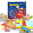 Origami kit with colorful paper and instructions, featuring a cartoon octopus on the packaging.