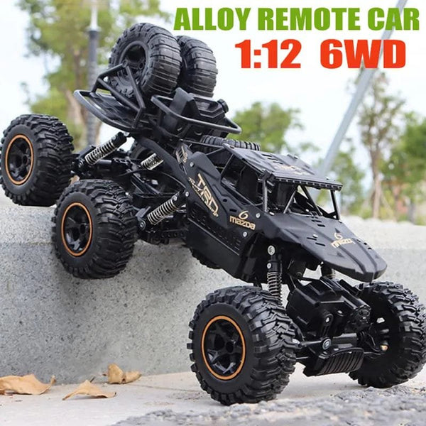 1/12 scale 6WD RC off-road truck in black for high-speed outdoor racing and backyard play.