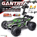 Green and black 1:16 high-speed 4WD RC monster truck reaching 50km/h for thrilling outdoor racing sessions.