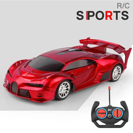 Red RC sports car with remote control 