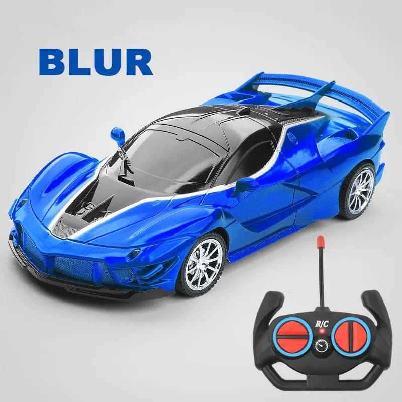 Blue toy car with a remote control 